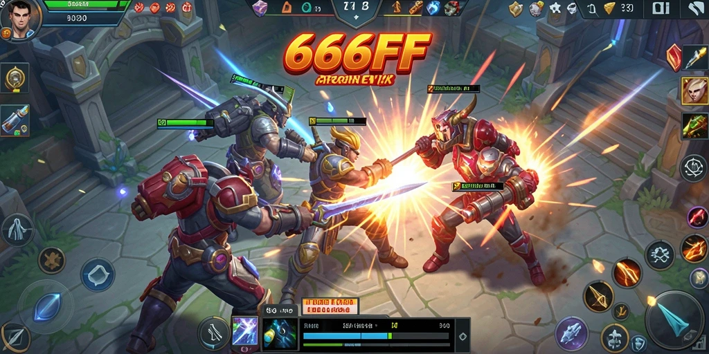 Screenshot menampilkan pertarungan intens di arena MOBA.