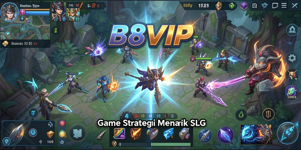 Tampilan gameplay B8VIP dengan pertarungan strategis yang seru.