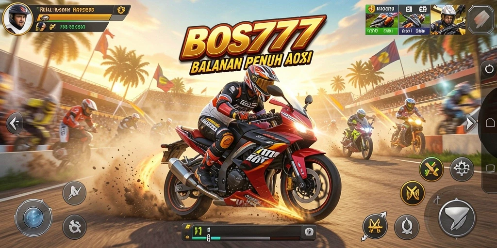 Gameplay seru dari BOS777 dengan balapan motor menegangkan.