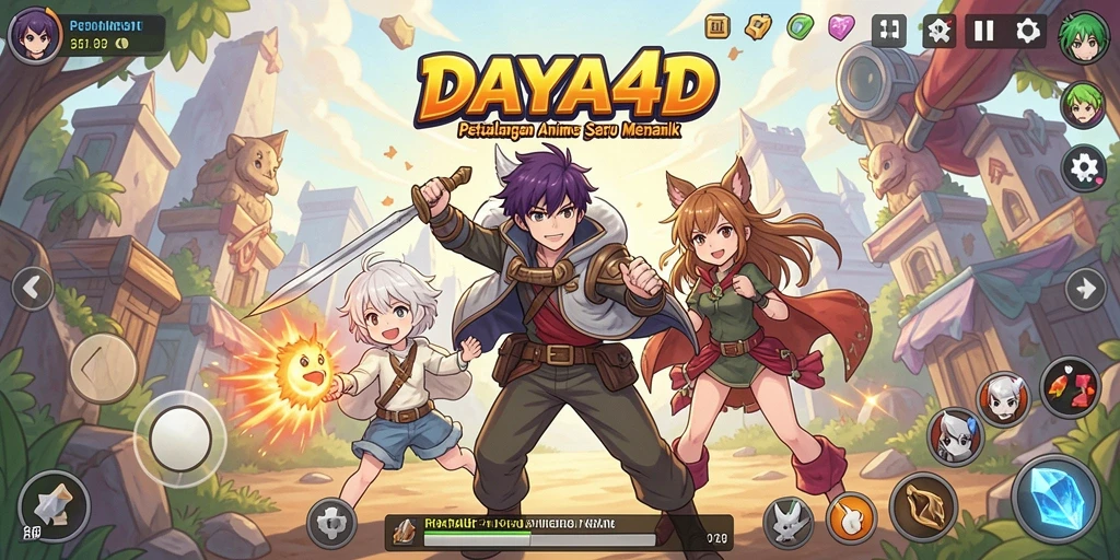 Gameplay DAYA4D menunjukkan aksi seru dan karakter animasi yang menarik.