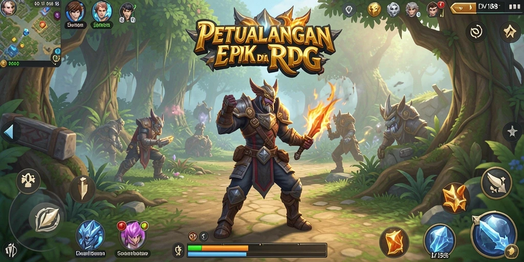 Screenshot gameplay RPG DV188 menunjukkan aksi seru dalam pertarungan.