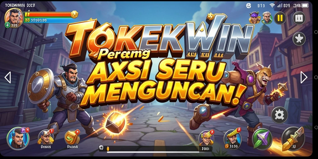 Screenshot utama TOKEKWIN menampilkan aksi seru dan karakter epik.