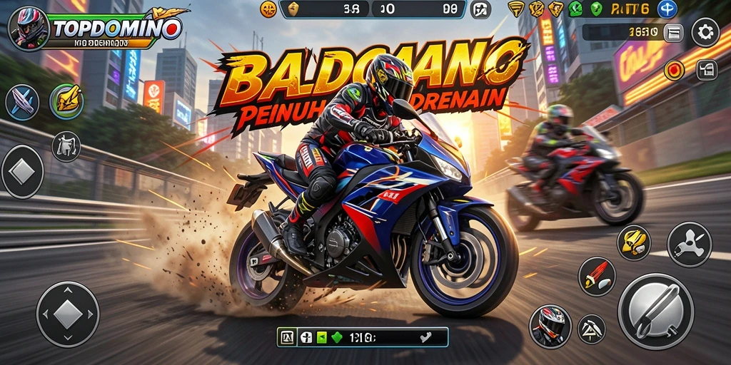 Tampilan gameplay seru di TOPDOMINO dengan aksi balapan cepat.